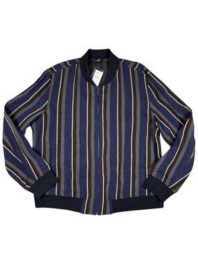 Todd Snyder Jacket Mens 2XL Linen Bomber Full Zip Striped Barre XXL